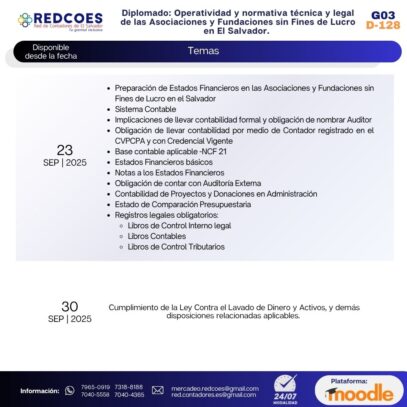 216-2025 I Diplomado  Operatividad y normativa técnica y legal de las Asociaciones y Fundaciones sin Fines de Lucro en El Salvador. G-3 - Imagen 2