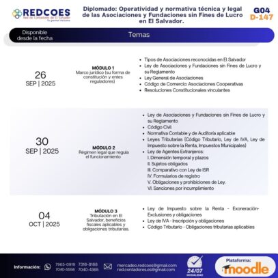 249-2025 I Diplomado  Operatividad y normativa técnica y legal de las Asociaciones y Fundaciones sin Fines de Lucro en El Salvador. G-4 - Imagen 2