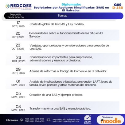 261-2025 Diplomado Sociedades por Acciones Simplificadas (SAS) en El Salvador, G-9 - Imagen 2