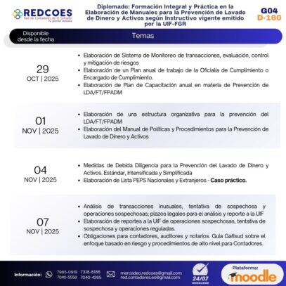262-2025 I Diplomado Formación Integral y Práctica en la Elaboración de Manuales para la Prevención de Lavado de Dinero y Activos según Instructivo vigente emitido por la UIF-FGR G-4 - Imagen 3