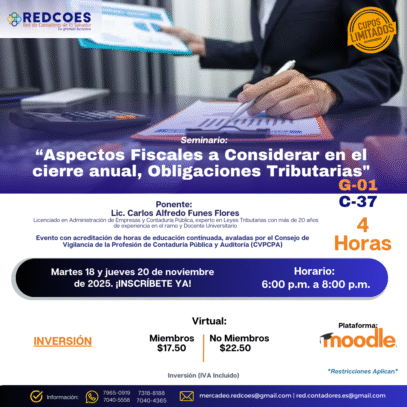279-2025 I Seminario  Aspectos Fiscales a considerar en el cierre anual, obligaciones Tributarias. G-1