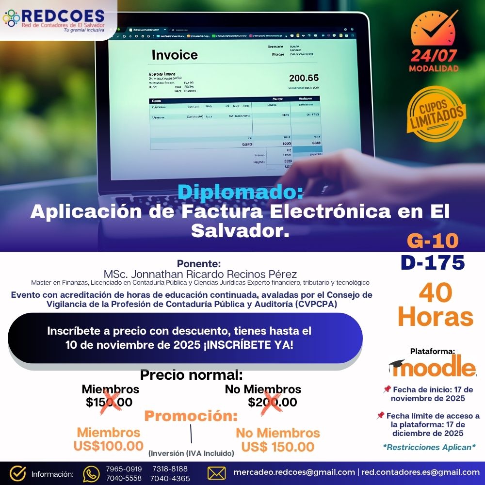 290-2025 I Diplomado de Aplicación de Factura Electrónica en El Salvador 24/7 G-10