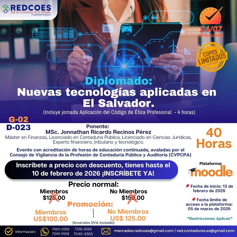 033-2026 I Diplomado de Nuevas Tecnologías aplicadas en El Salvador 24/7 G.2