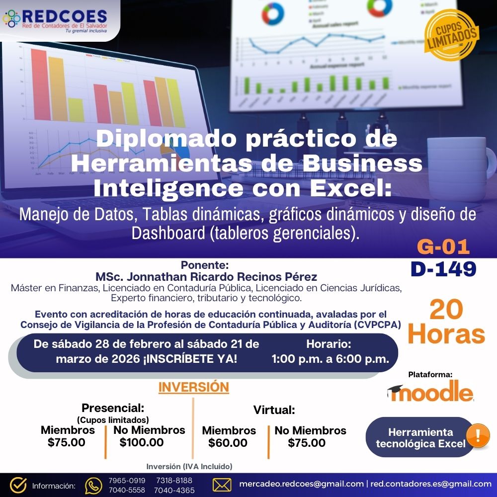 29-2026 I Diplomado práctico de Herramientas Business Intelligence con Excel: Manejo de datos. tablas dinàmicas, gràficos dinàmicos y diseño de Dashboard ( tableros gerenciales)