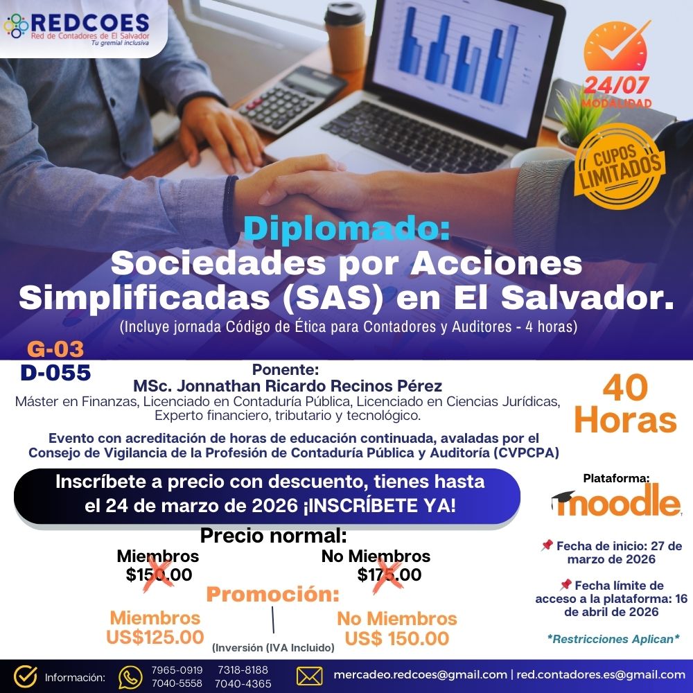 072-2026 Diplomado Sociedades por Acciones Simplificadas (SAS) en El Salvador, G-3