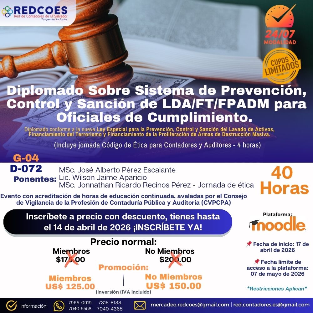 091-2026 I Diplomado sobre Sistema de Prevención, Control y Sancion de LA/FT/FPADM para oficiales de cumplimiento G.4