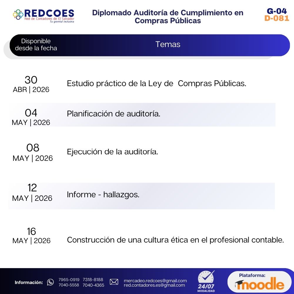 100-2026 I Diplomado Auditoria de Cumplimiento en Compras Públicas G-4 - Imagen 2