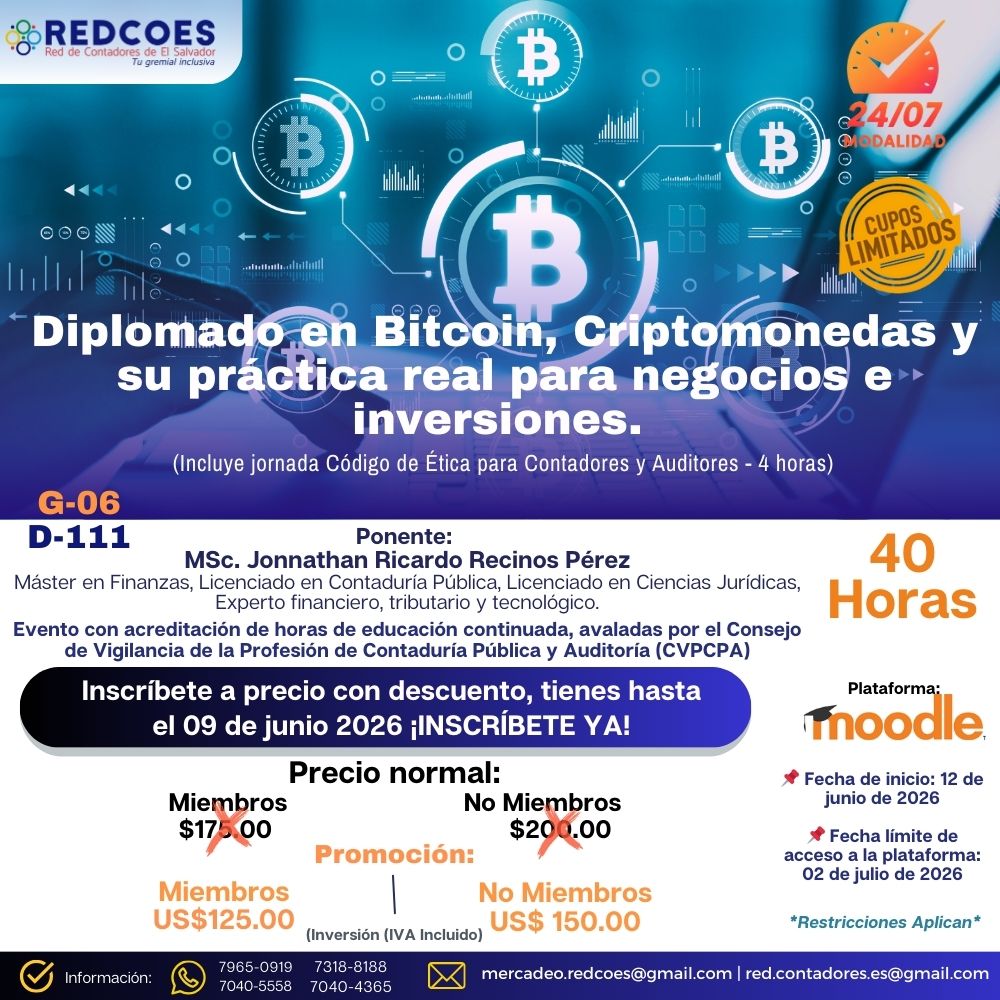 145-2026 I Diplomado en Bitcoin, Criptomonedas y su práctica real para negocios e inversiones G-6