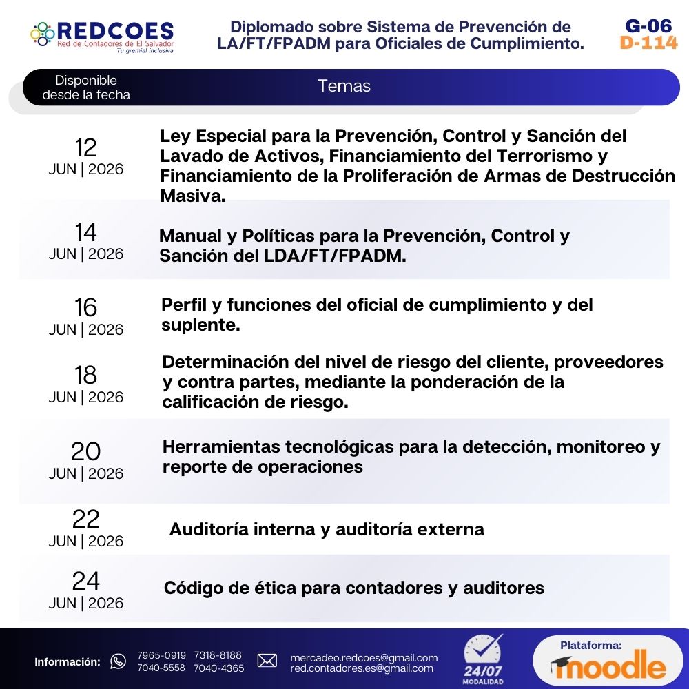 148-2026 I Diplomado sobre Sistema de Prevención, Control y Sancion de LA/FT/FPADM para oficiales de cumplimiento G.6 - Imagen 2