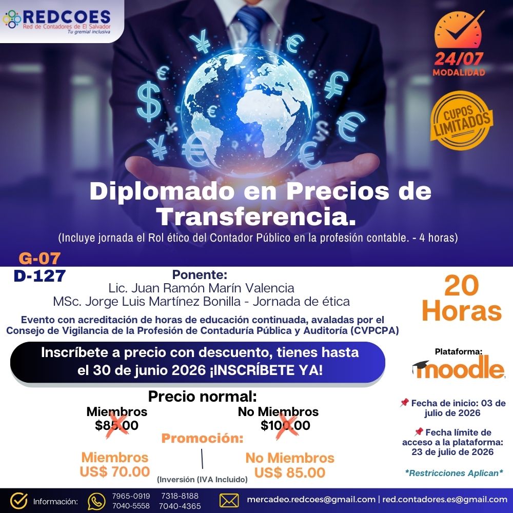 165-2026 I Diplomado en Precios de Transferencia Modalidad 24/7-G-7
