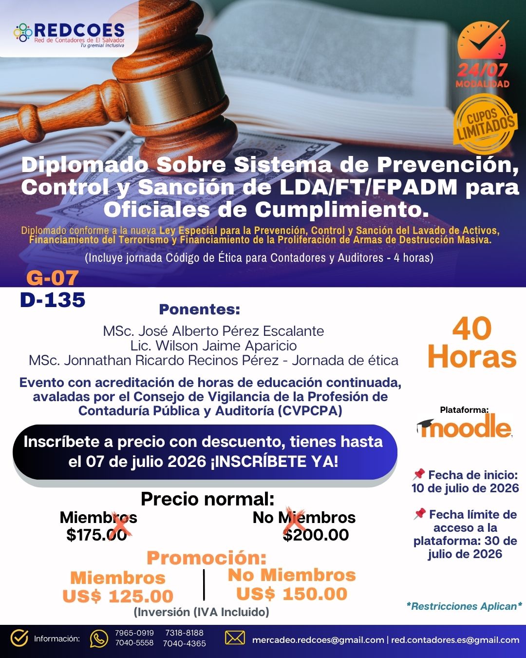 173-2026 I Diplomado sobre Sistema de Prevención, Control y Sancion de LA/FT/FPADM para oficiales de cumplimiento G.7