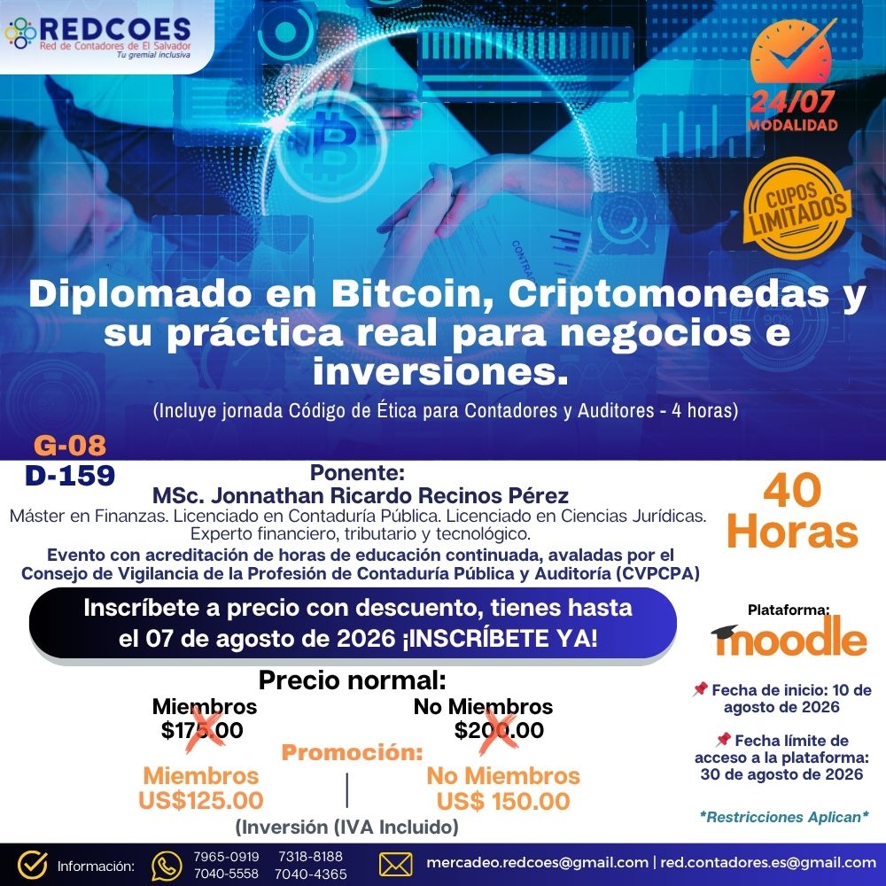 193-2026 | Diplomado en Bitcoin, Criptomonedas y su práctica real para negocios e inversiones | G-08
