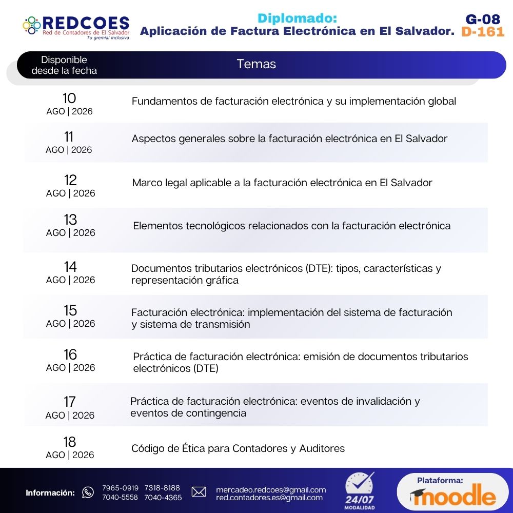 195-2026 | Diplomado de Aplicación de Factura Electrónica en El Salvador 24/7 | G-08 - Imagen 2