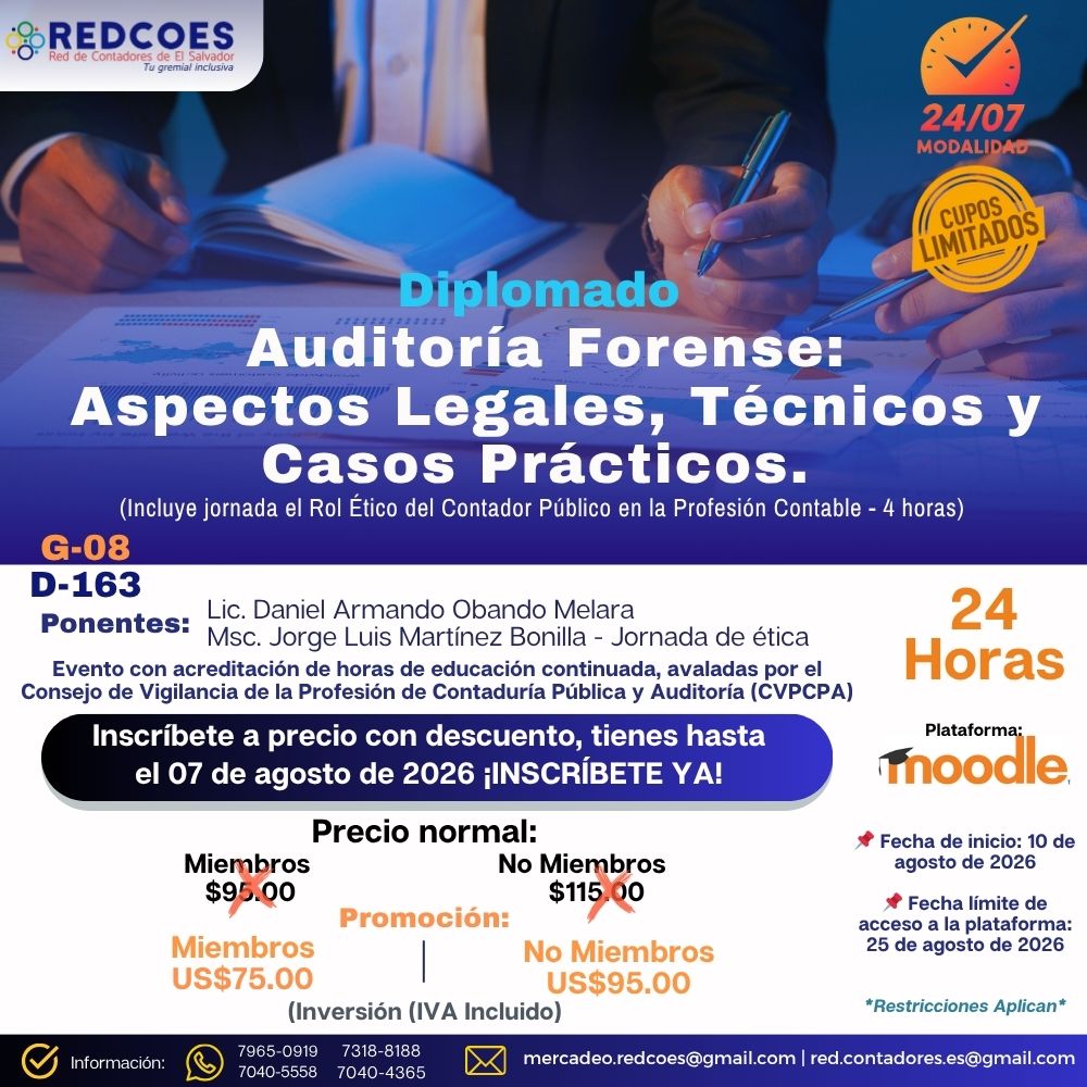 197-2026 | Diplomado Auditoria Forense Aspectos legales, Tecnicos Casos Prácticos | G-08