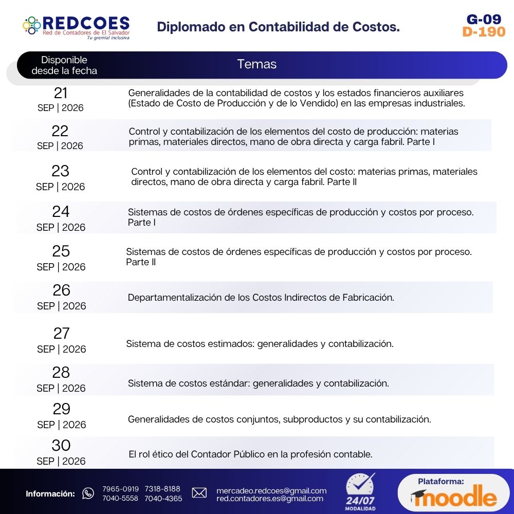 228-2026 | Diplomado en Contabilidad de Costos | G-09 - Imagen 2