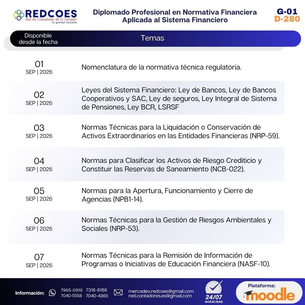 259-2026 | Diplomado Profesional en Normativa Financiera Aplicada al Sistema Financiero | G-01 - Imagen 2