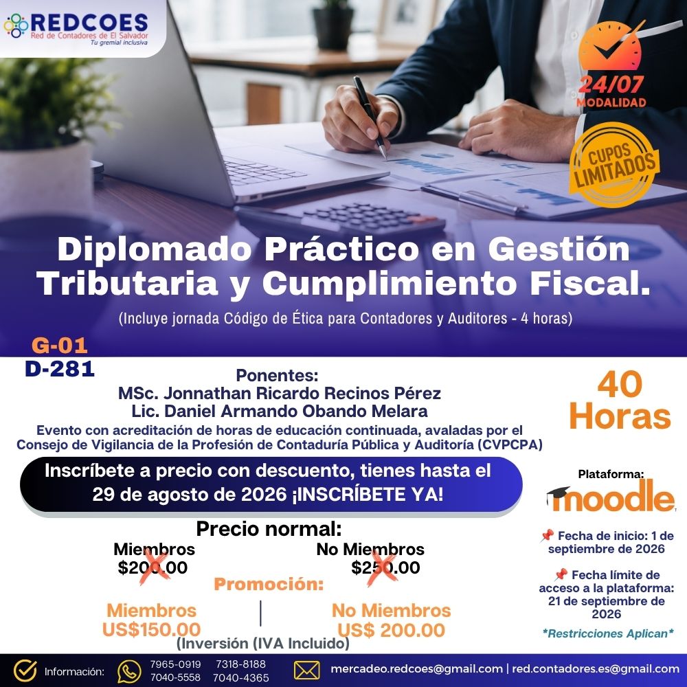 260-2026 | Diplomado Práctico en Gestión Tributaria y Cumplimiento Fiscal. | G-01