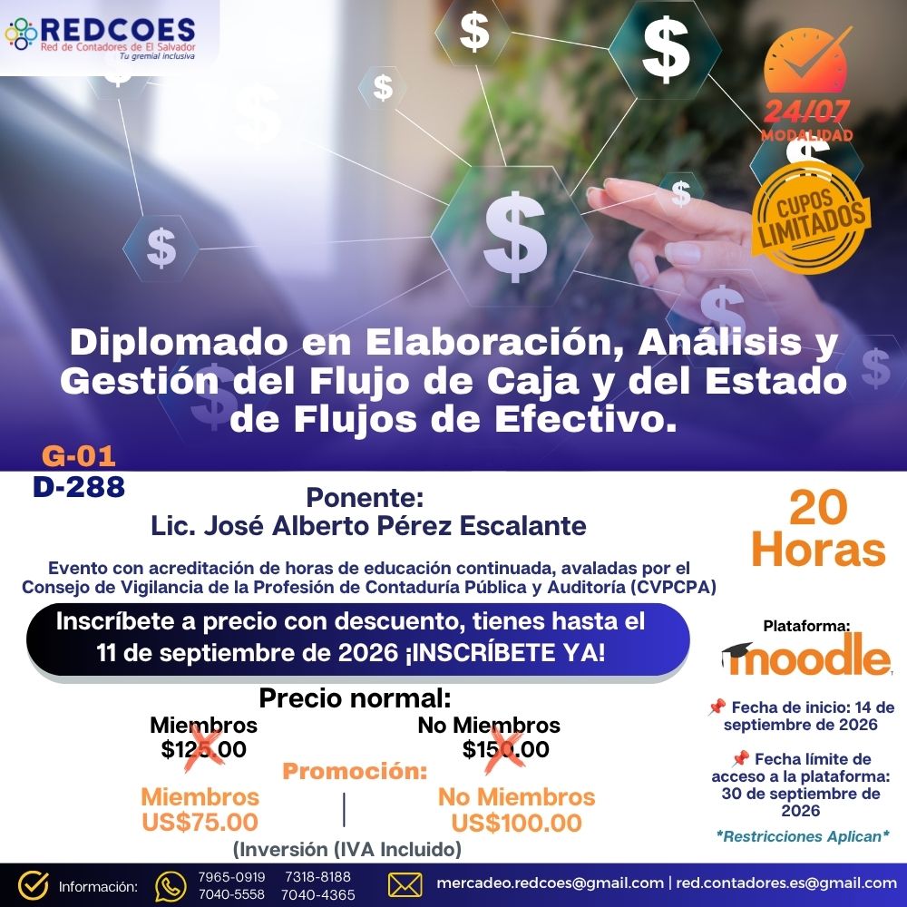 268-2026 | Diplomado en Elaboración, Análisis y Gestión del Flujo de Caja y del Estado de Flujos de Efectivo. | G-01