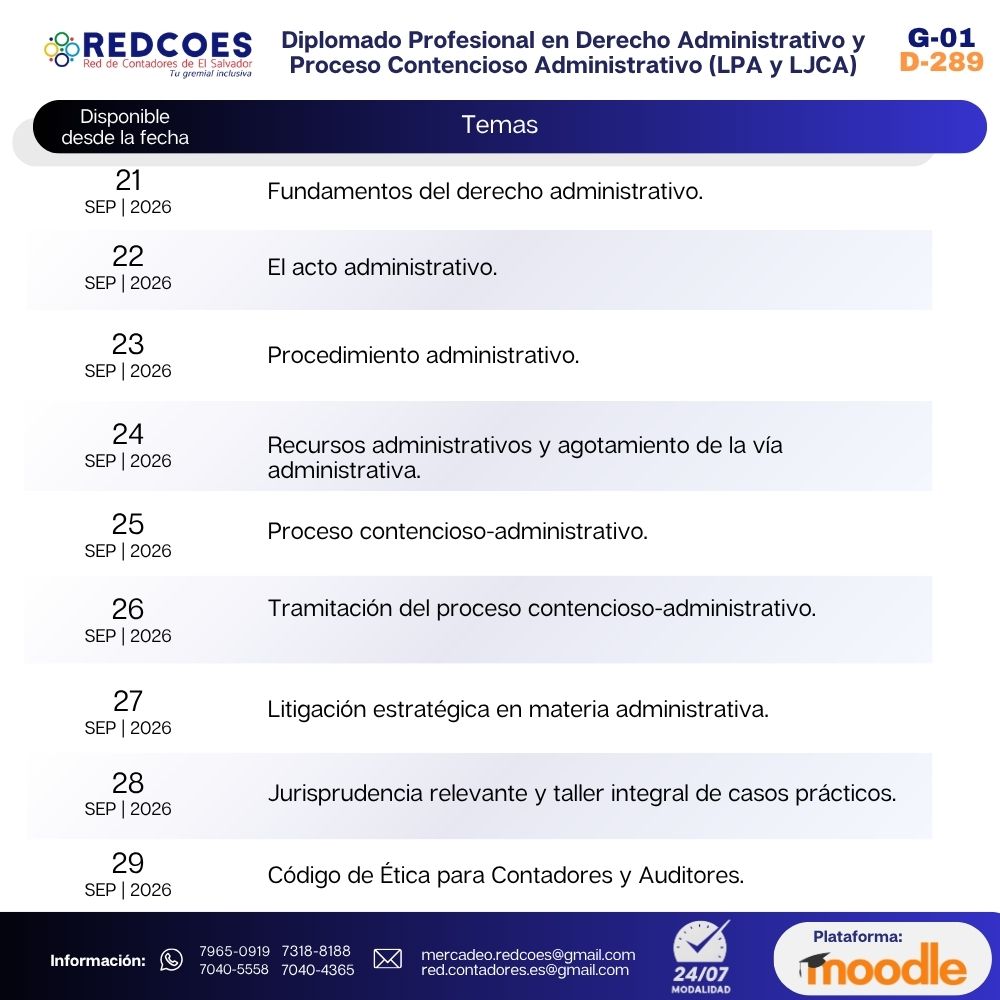 269-2026 | Diplomado Profesional en Derecho Administrativo y Proceso Contencioso Administrativo (LPA y LJCA) | G-01 - Imagen 2