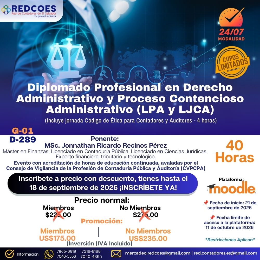 269-2026 | Diplomado Profesional en Derecho Administrativo y Proceso Contencioso Administrativo (LPA y LJCA) | G-01