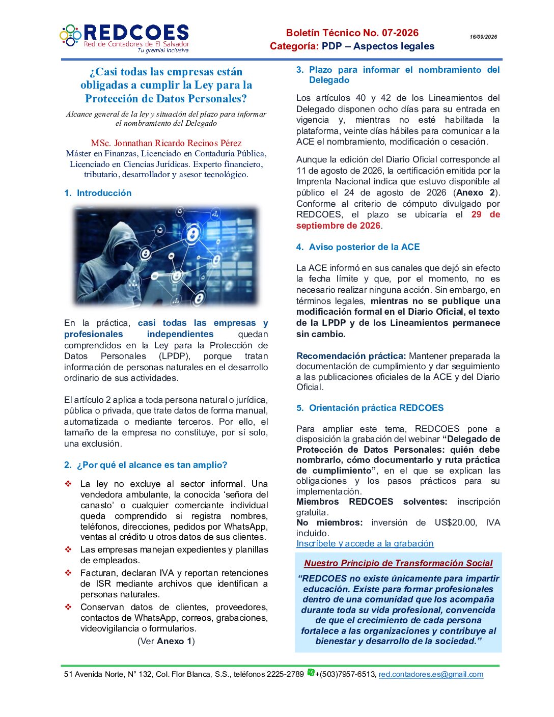 Boletín 07-2026- Proteccion de Datos Personales