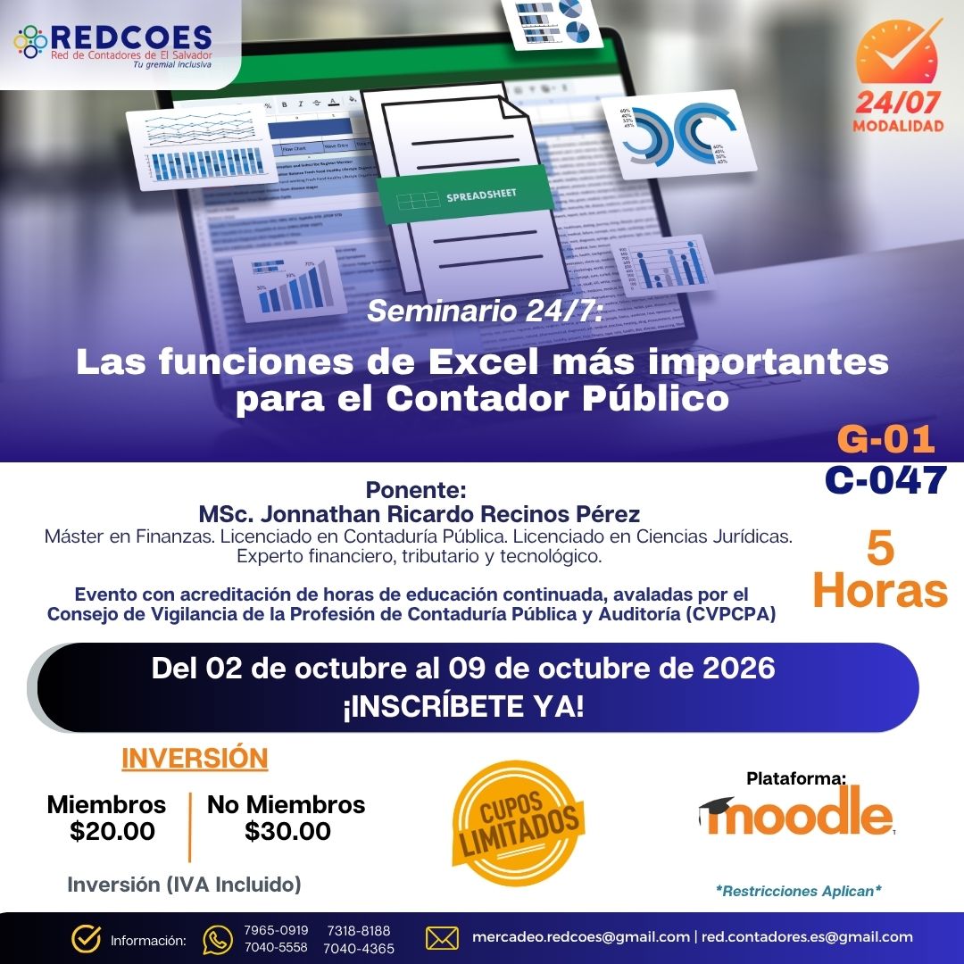 279-2026 | Seminario las funciones de Excel más importantes del Contador Público