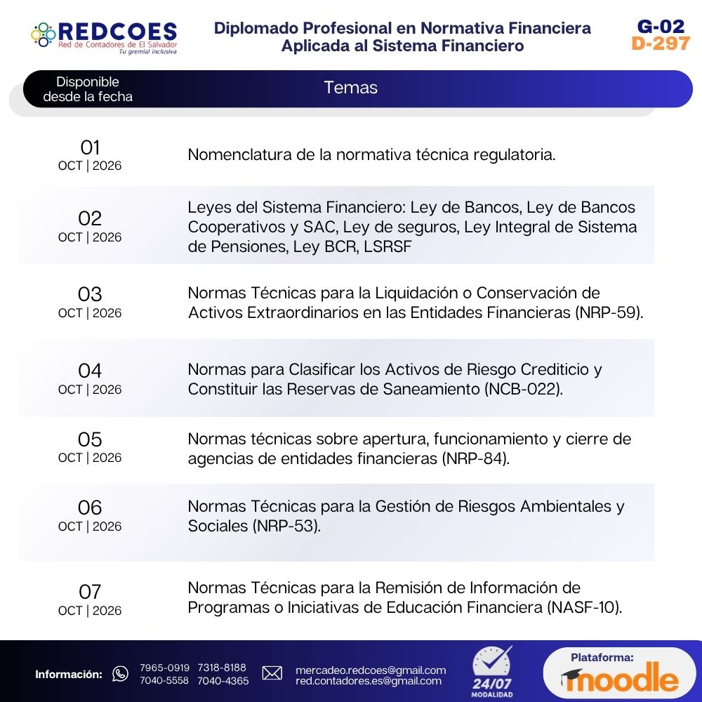 282-2026 | Diplomado Profesional en Normativa Financiera Aplicada al Sistema Financiero | G-02 - Imagen 2