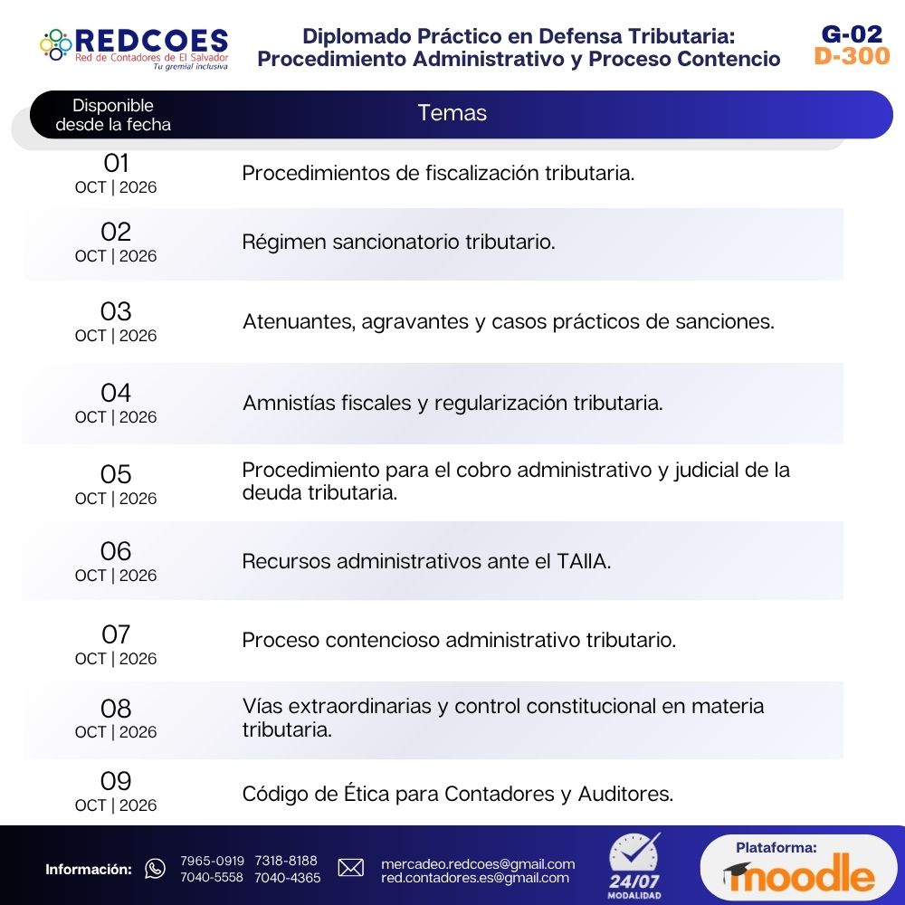 286-2026 | Diplomado Práctico en Defensa Tributaria: Procedimiento Administrativo y Proceso Contencioso. | G-02 - Imagen 2