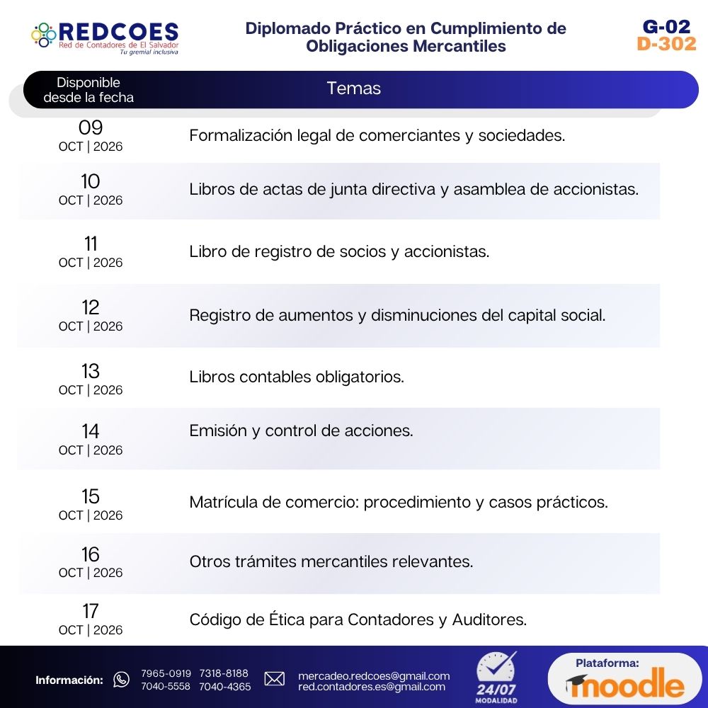 287-2026 | Diplomado Práctico en Cumplimiento de Obligaciones Mercantiles. | G-02 - Imagen 2