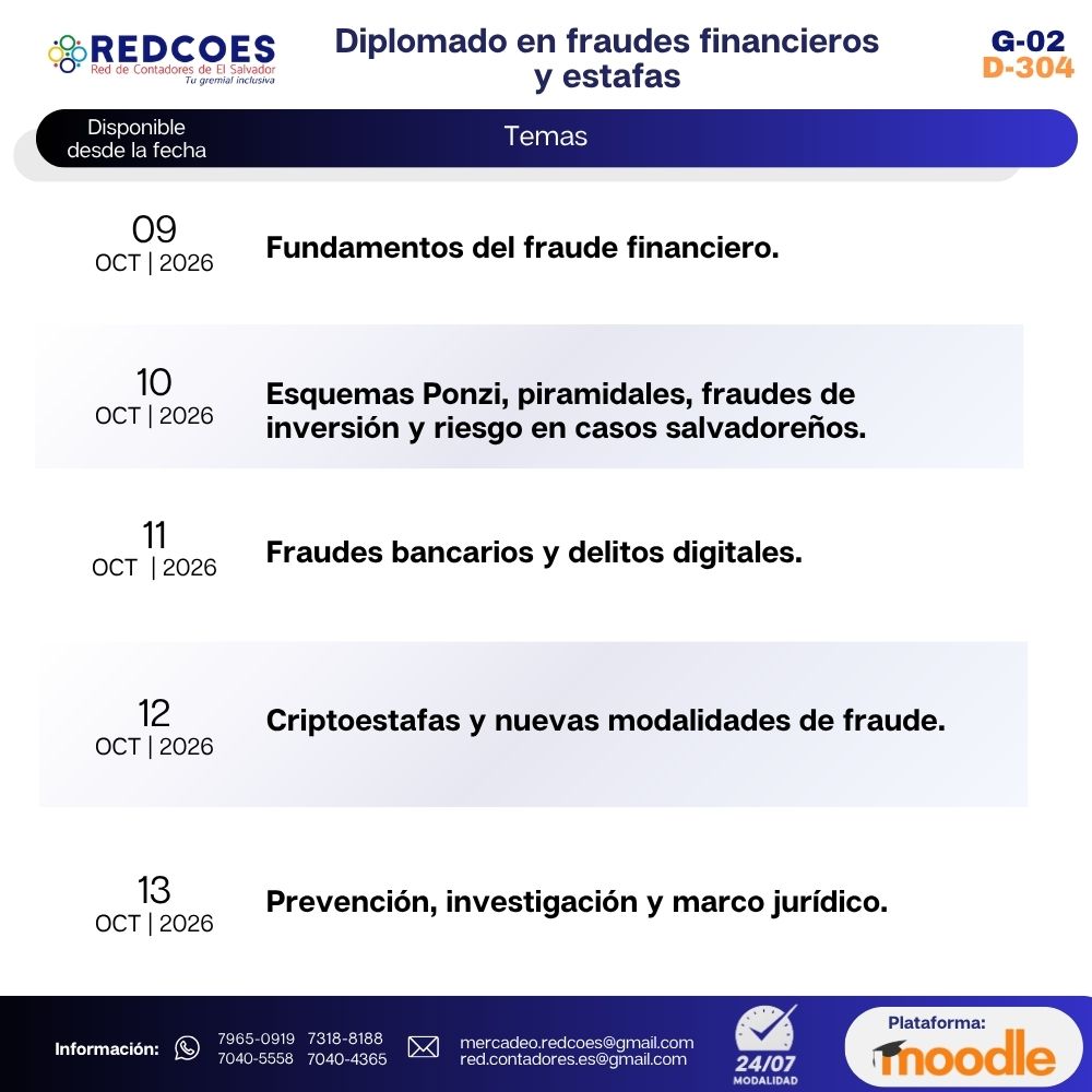 289-2026 | Diplomado en fraudes financieros y estafas. | G-02 - Imagen 2