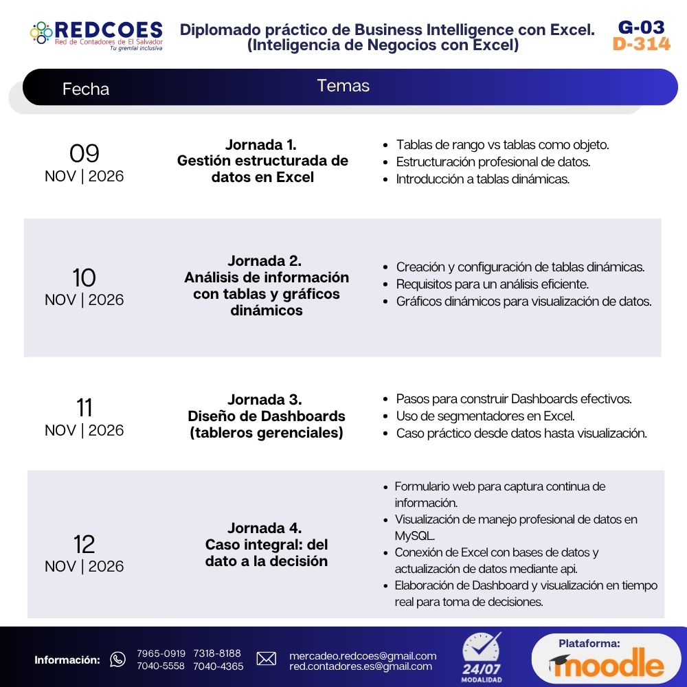285-2026 | Diplomado Práctico de Business Intelligence con Excel (Inteligencia de Negocios con Excel) 24/7 | G-02 - Imagen 2