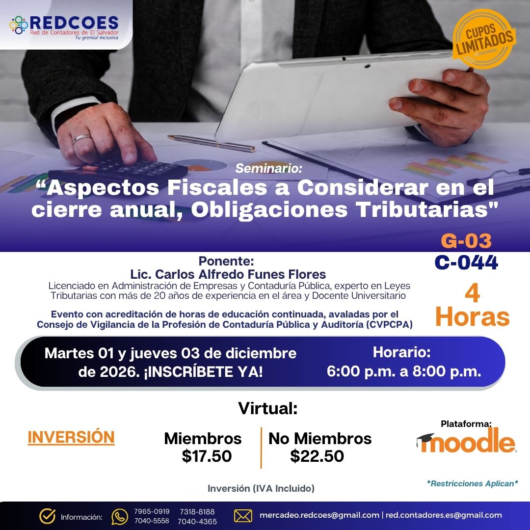 324-2026 | Seminario Aspectos Fiscales a considerar en el cierre anual, obligaciones Tributarias | G-03