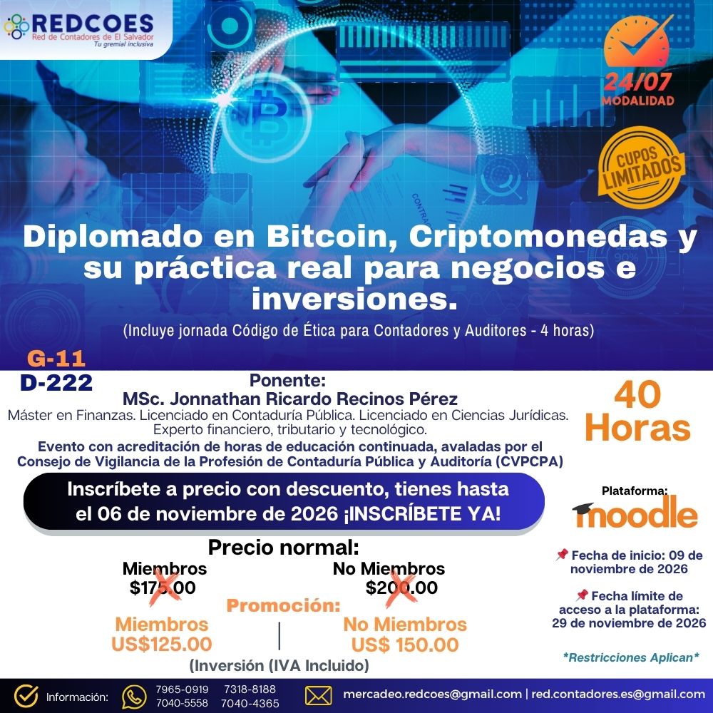 299-2026 | Diplomado en Bitcoin, Criptomonedas y su práctica real para negocios e inversiones | G-11
