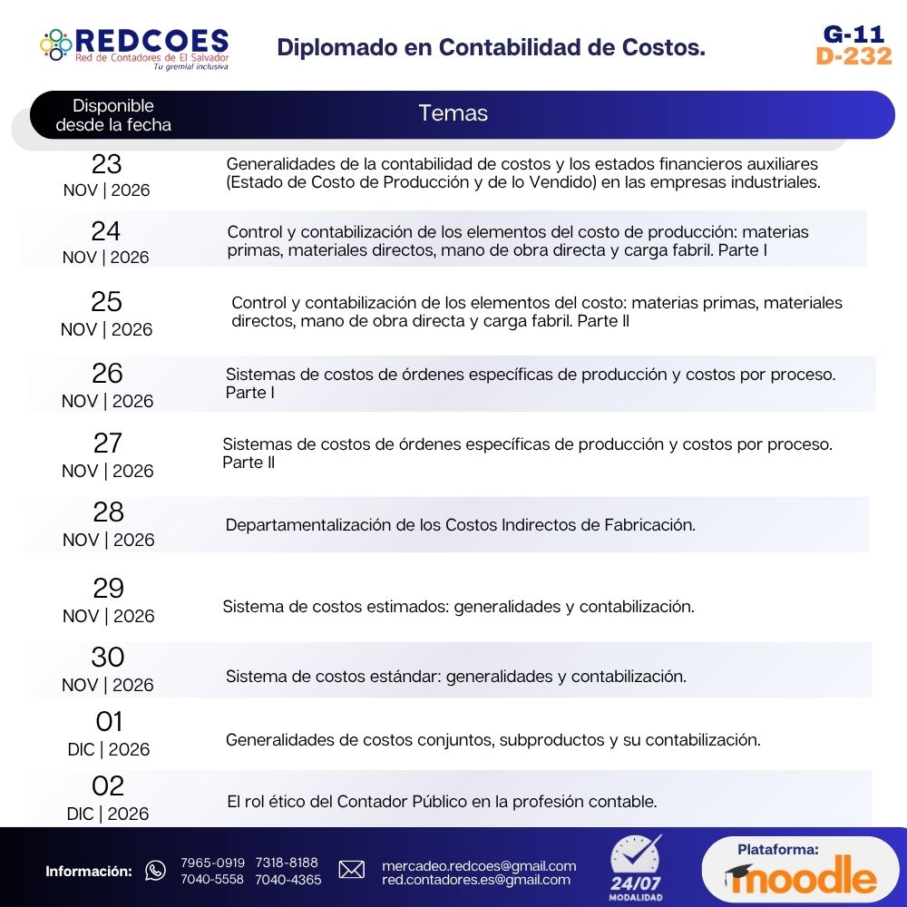 309-2026 | Diplomado en Contabilidad de Costos | G-11 - Imagen 2