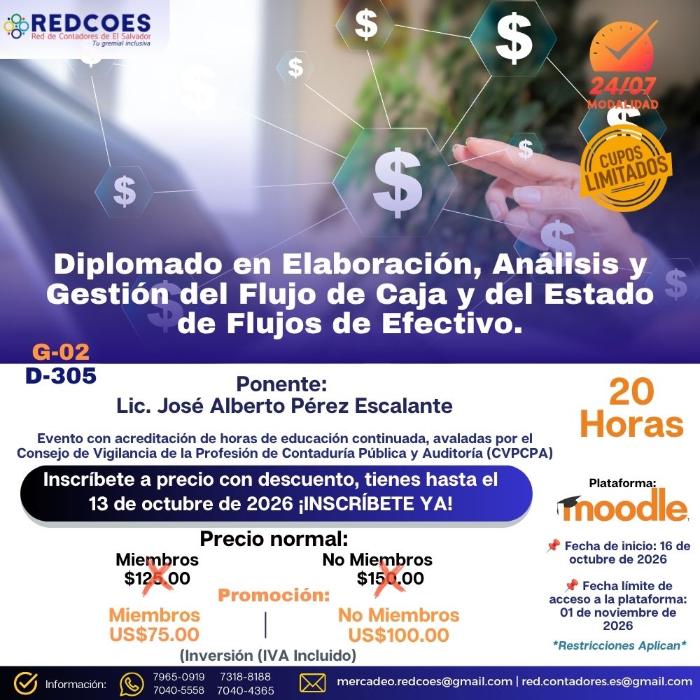 316-2026 | Diplomado en Elaboración, Análisis y Gestión del Flujo de Caja y del Estado de Flujos de Efectivo. | G-02