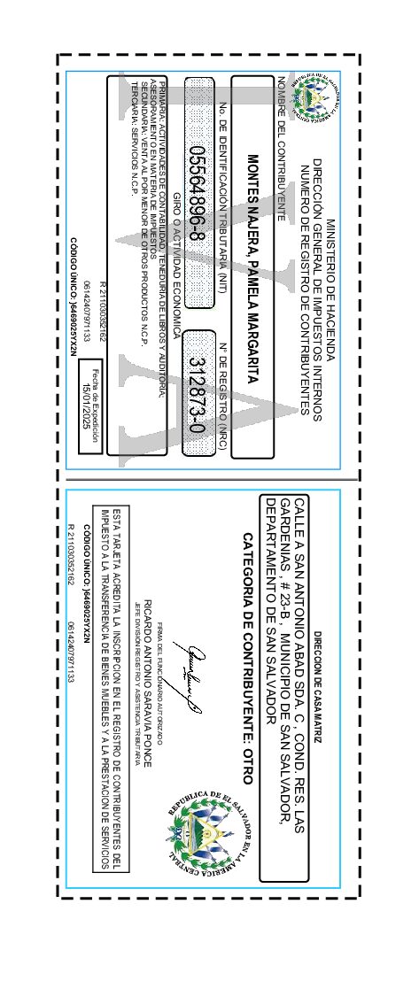 TARJETA DE IVA NRC PAMELA NAJERA